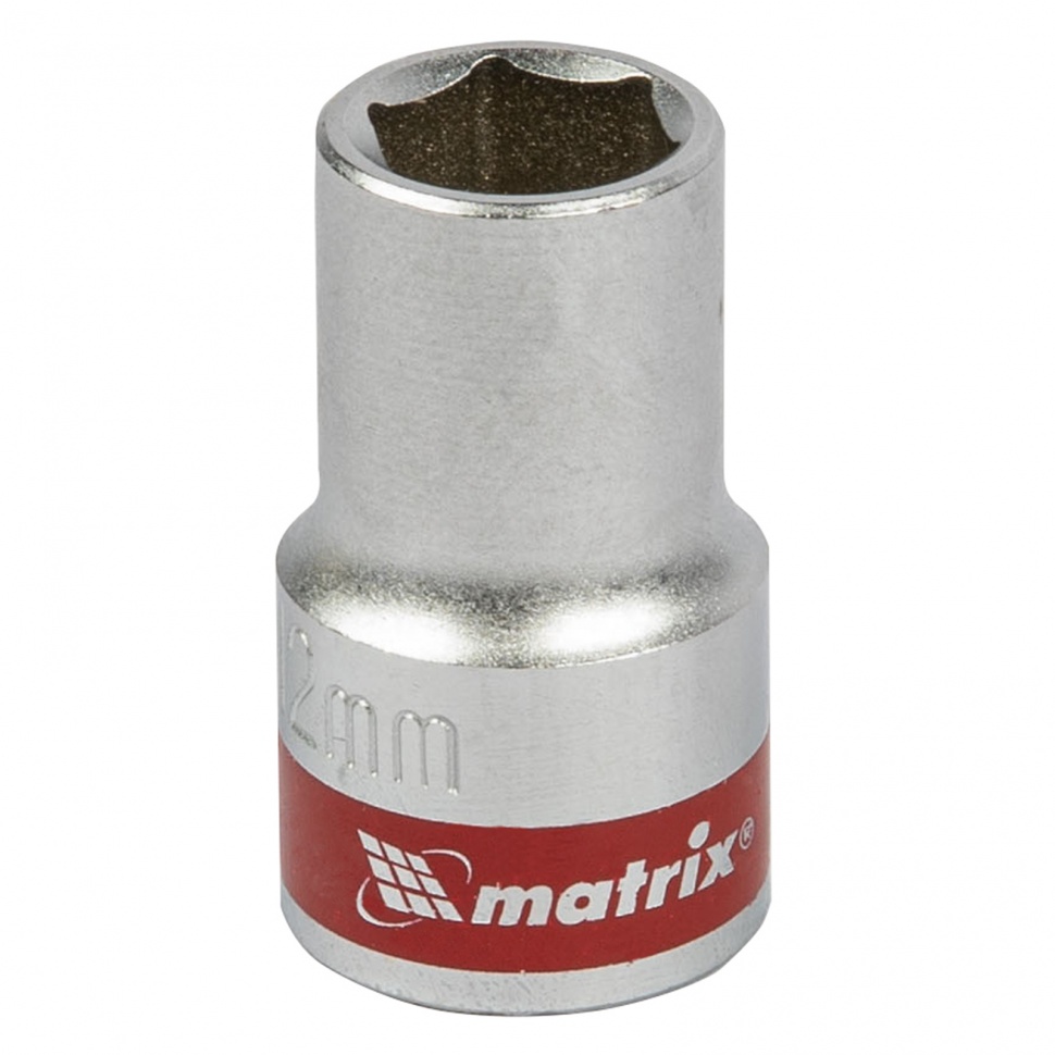 Головка торцевая, 12 мм, 6-гранная, CrV, под квадрат 1/2", хромированная// Matrix Головка торцевая, 12 мм, 6-гранная, CrV, под квадрат 1/2", хромированная// Matrix
