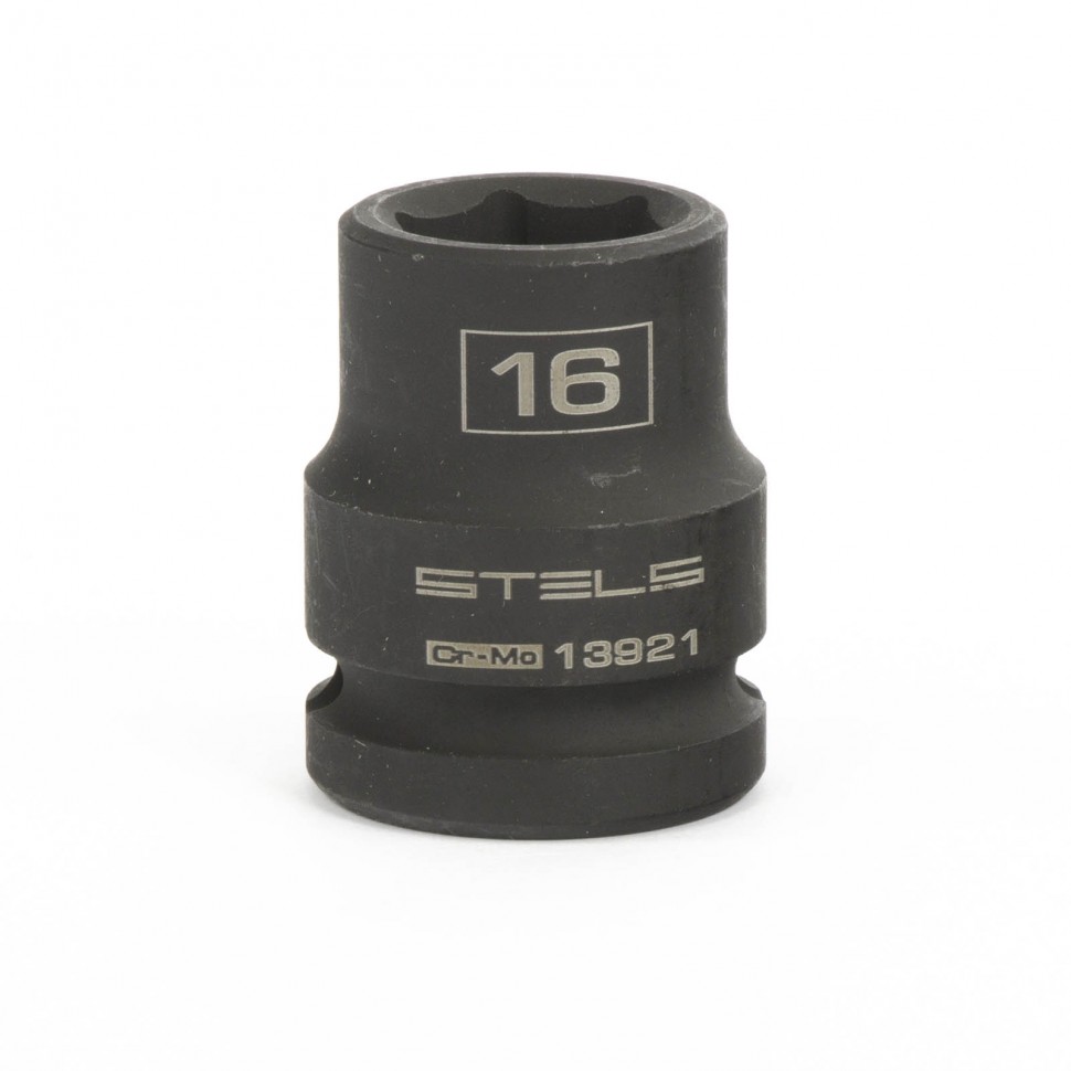 Головка ударная шестигранная, 16 мм, 1/2", CrMo// Stels Головка ударная шестигранная, 16 мм, 1/2", CrMo// Stels