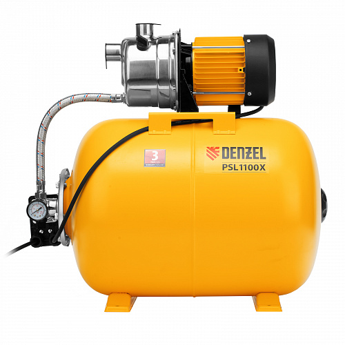Насосная станция PSL1100X, 1100 Вт, 3600 л/ч, ресивер 50 л, подъем 45 м, нержавейка// Denzel Насосная станция PSL1100X, 1100 Вт, 3600 л/ч, ресивер 50 л, подъем 45 м, нержавейка// Denzel