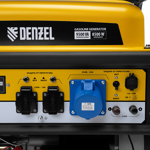 Генератор бензиновый PS-95EA-PRO, 9,5 кВт, 230 В, 40 л, разъём ATS, эл.старт// Denzel Генератор бензиновый PS-95EA-PRO, 9,5 кВт, 230 В, 40 л, разъём ATS, эл.старт// Denzel