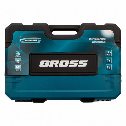 Набор инструментов, 1/4", 1/2", CrV, 120 зубьев, 115 предметов// Gross Набор инструментов, 1/4", 1/2", CrV, 120 зубьев, 115 предметов// Gross