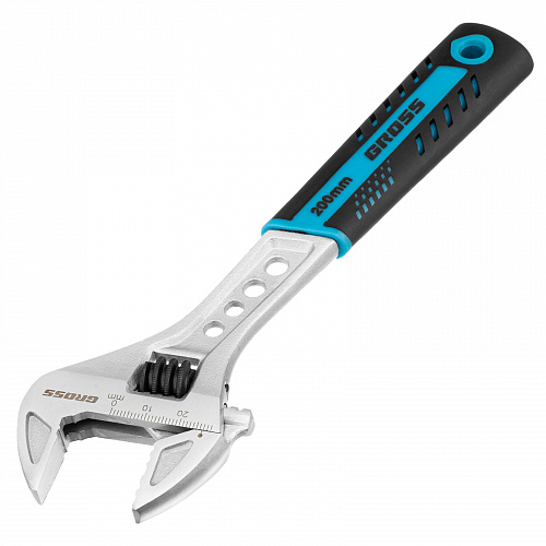 Ключ разводной, 200 мм,CrV, двухкомпонентная ручка// Gross Ключ разводной, 200 мм,CrV, двухкомпонентная ручка// Gross
