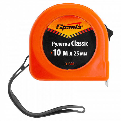 Рулетка Classic, 10 м х 25 мм, пластиковый корпус// Sparta Рулетка Classic, 10 м х 25 мм, пластиковый корпус// Sparta