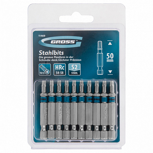 Набор бит TORX 15х50, сталь S2, 10 шт.// Gross Набор бит TORX 15х50, сталь S2, 10 шт.// Gross