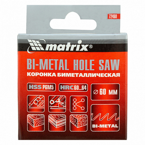 Коронка BIMETAL, 60 мм// Matrix Коронка BIMETAL, 60 мм// Matrix