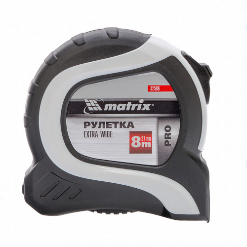 Рулетка Extra Wide, 8 м x 27 мм, двухкомпонентный корпус, PRO// Matrix Рулетка Extra Wide, 8 м x 27 мм, двухкомпонентный корпус, PRO// Matrix