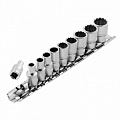 Набор торцевых головок, 1/4", 12-ти гр., CrV, 10шт., 4-13мм// Stels Набор торцевых головок, 1/4", 12-ти гр., CrV, 10шт., 4-13мм// Stels