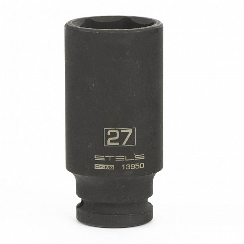 Головка ударная удлиненная шестигранная, 27 мм, 1/2", CrMo// Stels Головка ударная удлиненная шестигранная, 27 мм, 1/2", CrMo// Stels
