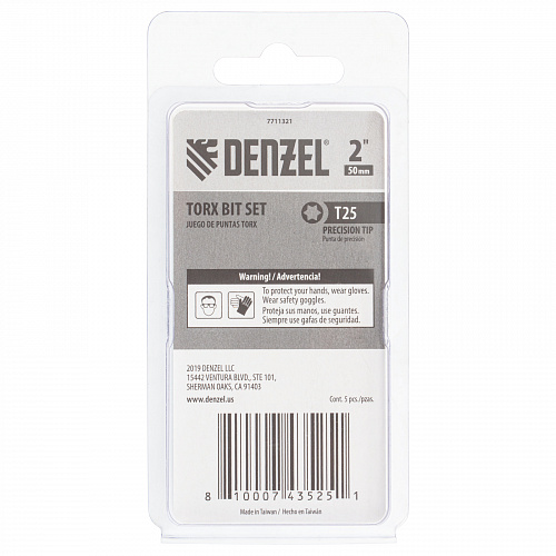 Набор бит, T25x2", 5 шт.// Denzel Набор бит, T25x2", 5 шт.// Denzel