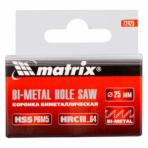 Коронка BIMETAL, 25 мм// Matrix Коронка BIMETAL, 25 мм// Matrix