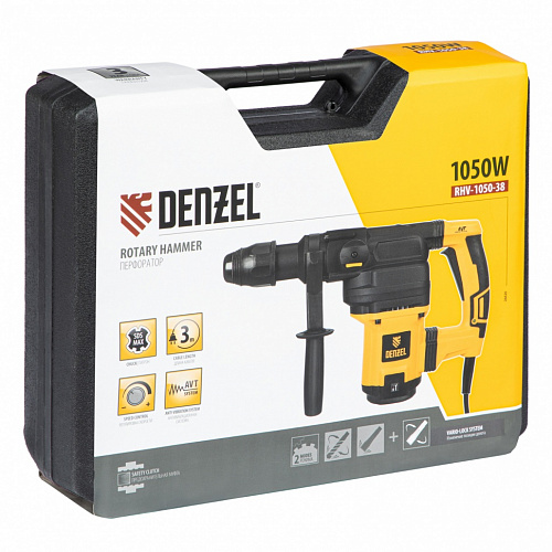 Перфоратор электрический RHV-1050-38-max, SDS-max, 1050 Вт, 10 Дж, 2 плюс 1 реж.// Denzel Перфоратор электрический RHV-1050-38-max, SDS-max, 1050 Вт, 10 Дж, 2 плюс 1 реж.// Denzel