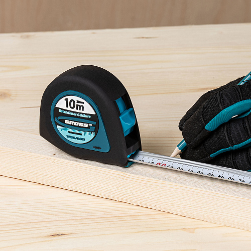 Рулетка "Ergonomisch",10 м x 25 мм, магнитный обрезиненный зацеп// Gross Рулетка "Ergonomisch",10 м x 25 мм, магнитный обрезиненный зацеп// Gross