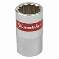 Головка торцевая, 15 мм, 12-гранная, CrV,под квадрат 1/2", хромированная// Matrix Головка торцевая, 15 мм, 12-гранная, CrV,под квадрат 1/2", хромированная// Matrix