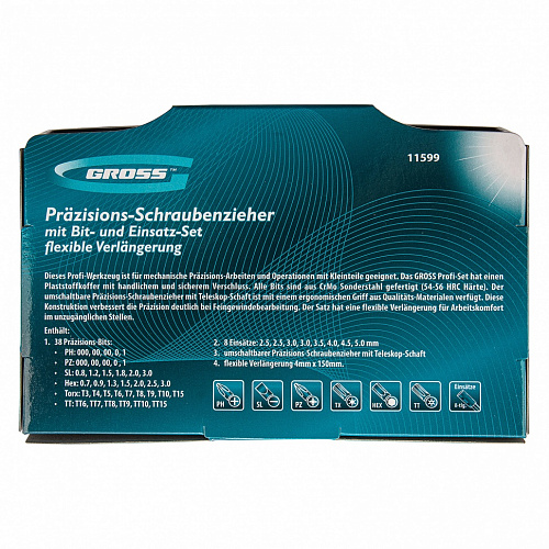 Отвертка-реверс для точн. раб., 48 пред., PH + PZ + SL + HEX + Torx + TT, CrMo, 2к рукоятка// Gross Отвертка-реверс для точн. раб., 48 пред., PH + PZ + SL + HEX + Torx + TT, CrMo, 2к рукоятка// Gross