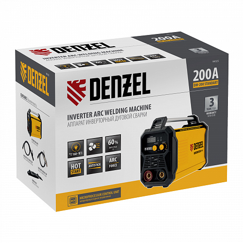 Аппарат инвертор. дуговой сварки DM-200 Standart, 200 А, ПВ 60%// Denzel Аппарат инвертор. дуговой сварки DM-200 Standart, 200 А, ПВ 60%// Denzel