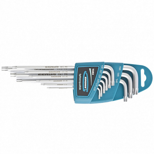 Набор ключей имбусовых TORX-TT, 9 шт: T10-T50, экстра-длин., S2, сатинированные// Gross Набор ключей имбусовых TORX-TT, 9 шт: T10-T50, экстра-длин., S2, сатинированные// Gross