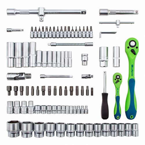 Набор инструментов, 1/2", 1/4", CrV, пластиковый кейс 94 предм.//Сибртех Набор инструментов, 1/2", 1/4", CrV, пластиковый кейс 94 предм.//Сибртех