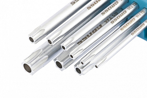 Набор ключей имбусовых TORX-TT, 9 шт: T10-T50, удлиненные, S2, сатинированные// Gross Набор ключей имбусовых TORX-TT, 9 шт: T10-T50, удлиненные, S2, сатинированные// Gross