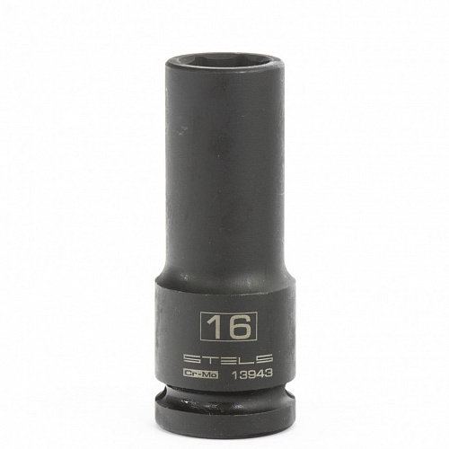 Головка ударная удлиненная шестигранная, 16 мм, 1/2", CrMo// Stels Головка ударная удлиненная шестигранная, 16 мм, 1/2", CrMo// Stels