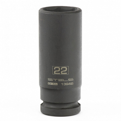 Головка ударная удлиненная шестигранная, 22 мм, 1/2", CrMo// Stels Головка ударная удлиненная шестигранная, 22 мм, 1/2", CrMo// Stels