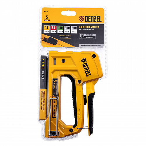 Степлер мебельный, тип 53 и 13, 6-14мм, тип 140, 10-14мм, тип 300, 15мм, тип 500, 15мм// Denzel Степлер мебельный, тип 53 и 13, 6-14мм, тип 140, 10-14мм, тип 300, 15мм, тип 500, 15мм// Denzel