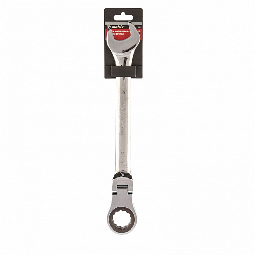 Ключ комбинированный трещоточный, 30 мм, CrV, шарнирный, зерк.хром// Matrix Ключ комбинированный трещоточный, 30 мм, CrV, шарнирный, зерк.хром// Matrix