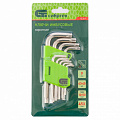 Набор ключей имбусовых Tamper-Torx, 9 шт., TT10-TТ50, 45x, закаленные, короткие, никель// Сибртех Набор ключей имбусовых Tamper-Torx, 9 шт., TT10-TТ50, 45x, закаленные, короткие, никель// Сибртех
