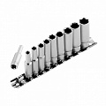 Набор удлиненных торцевых головок 1/4", 6-ти гр., CrV, 10шт., 4-13мм// Stels Набор удлиненных торцевых головок 1/4", 6-ти гр., CrV, 10шт., 4-13мм// Stels
