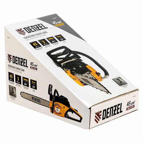 Пила цепная бензиновая DGS-4516, шина 40 см, 45см3, 3,0 л.с., шаг 3/8, паз 1,3 мм, 57 зв// Denzel Пила цепная бензиновая DGS-4516, шина 40 см, 45см3, 3,0 л.с., шаг 3/8, паз 1,3 мм, 57 зв// Denzel