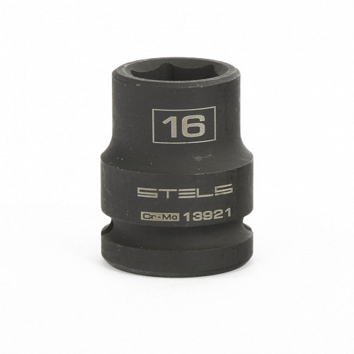 Головка ударная шестигранная, 16 мм, 1/2", CrMo// Stels Головка ударная шестигранная, 16 мм, 1/2", CrMo// Stels