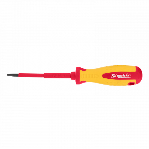 Отвертка Insulated до 1000 В, SL4,0x100 мм, CrMo, 2крукоятка// Matrix Отвертка Insulated до 1000 В, SL4,0x100 мм, CrMo, 2крукоятка// Matrix